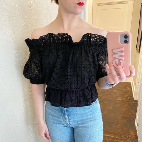Express Tops - Express, Off-The-Shoulder, Eyelet Top!